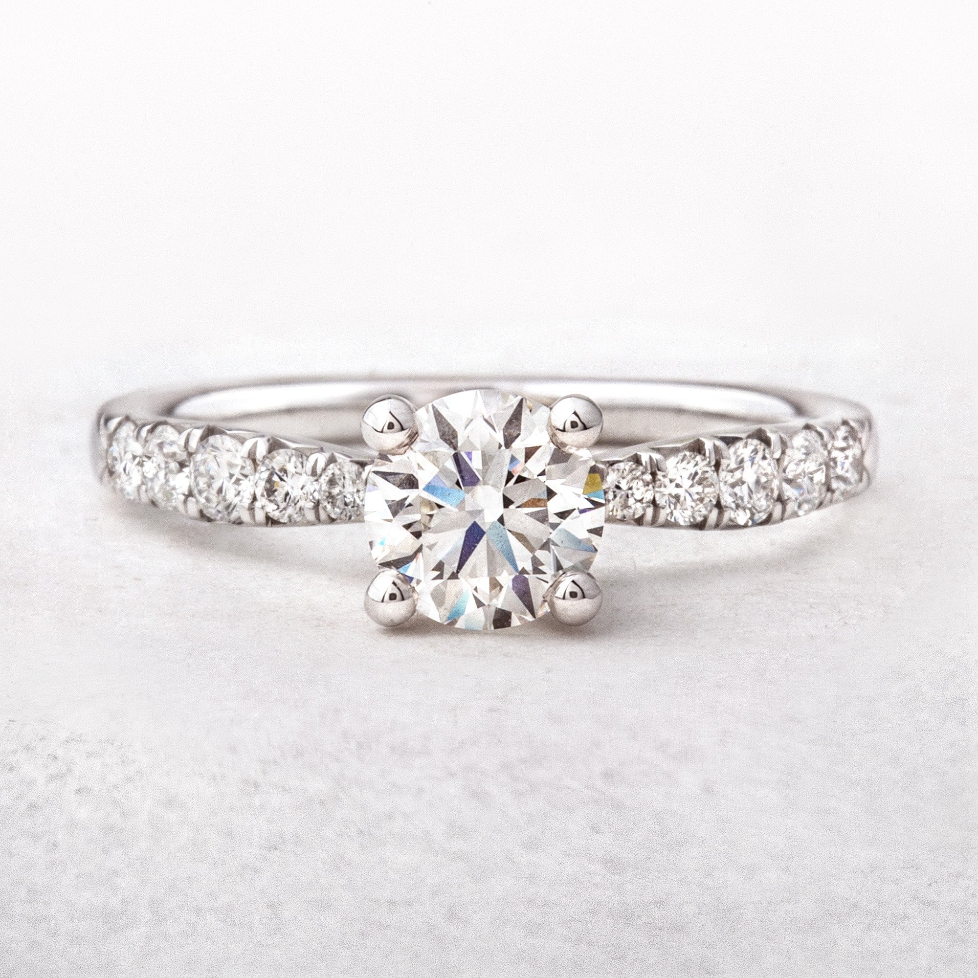 1.25ct F VS1 Certified Solitaire Natural Diamond with Diamond Shoulders Set in 18ct White Gold