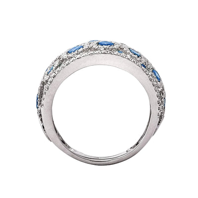 1.29ct Sapphire & 0.87ct Natural Diamond Dress Ring set in 18ct White Gold