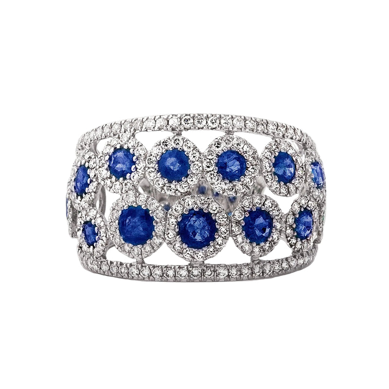 1.29ct Sapphire & 0.87ct Natural Diamond Dress Ring set in 18ct White Gold
