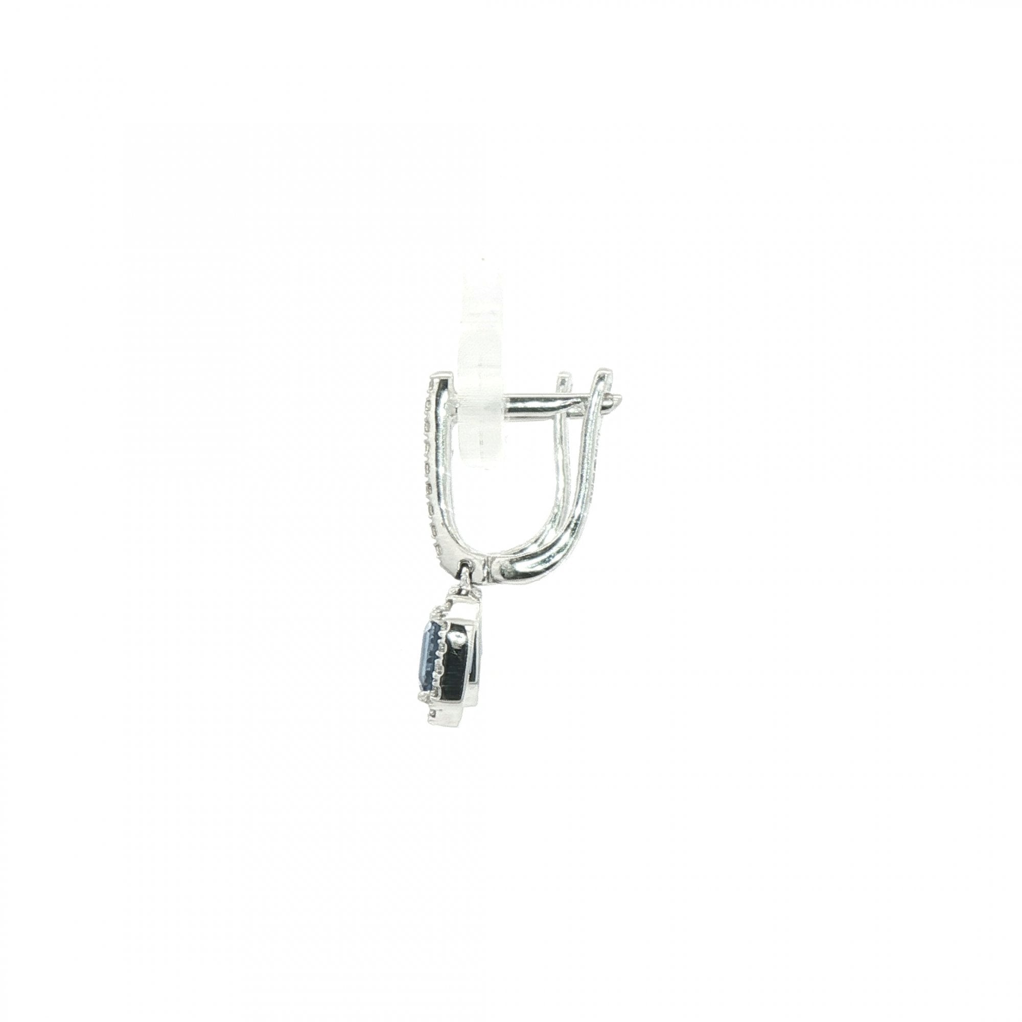 1.30ct Sapphire & Natural Diamond Cushion Drop Earring in 18ct White Gold