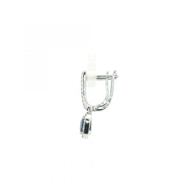 1.30ct Sapphire & Natural Diamond Cushion Drop Earring in 18ct White Gold