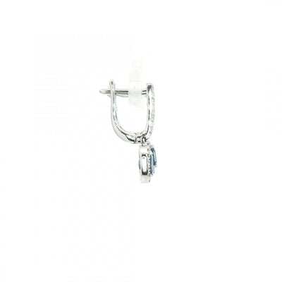 1.30ct Sapphire & Natural Diamond Cushion Drop Earring in 18ct White Gold