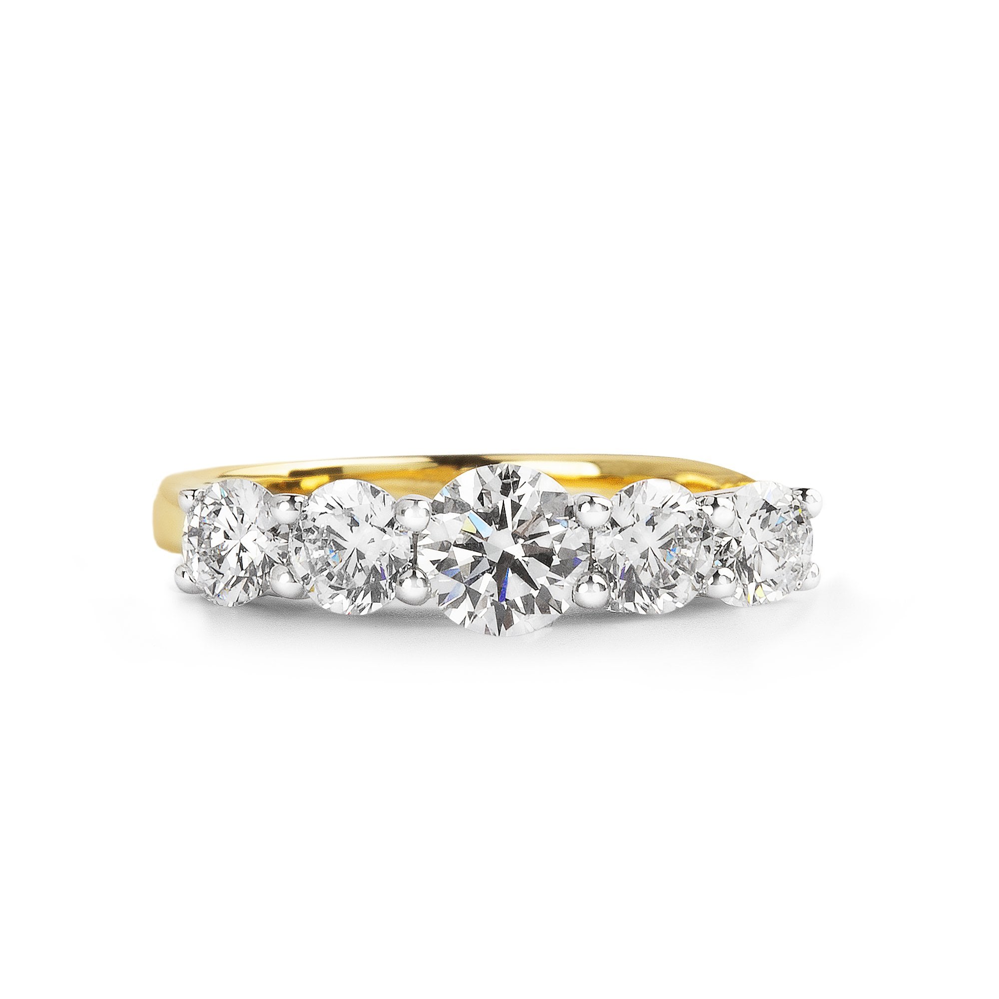 1.33ct Graduated Five Stone Brilliant Cut Natural Diamond Ring Set in 18ct Yellow Gold