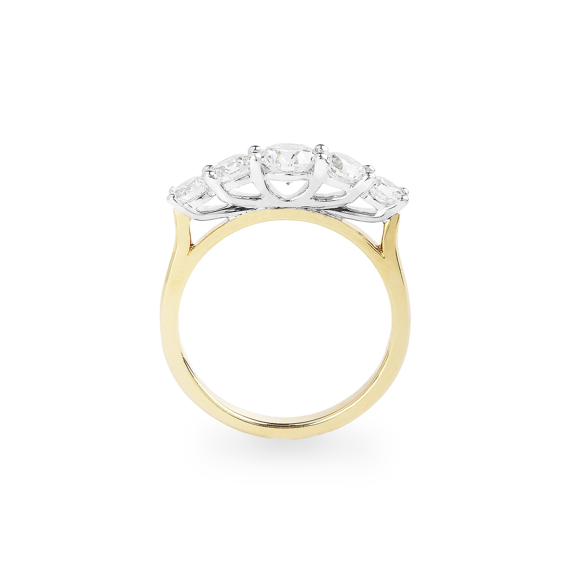 1.33ct Graduated Five Stone Brilliant Cut Natural Diamond Ring Set in 18ct Yellow Gold