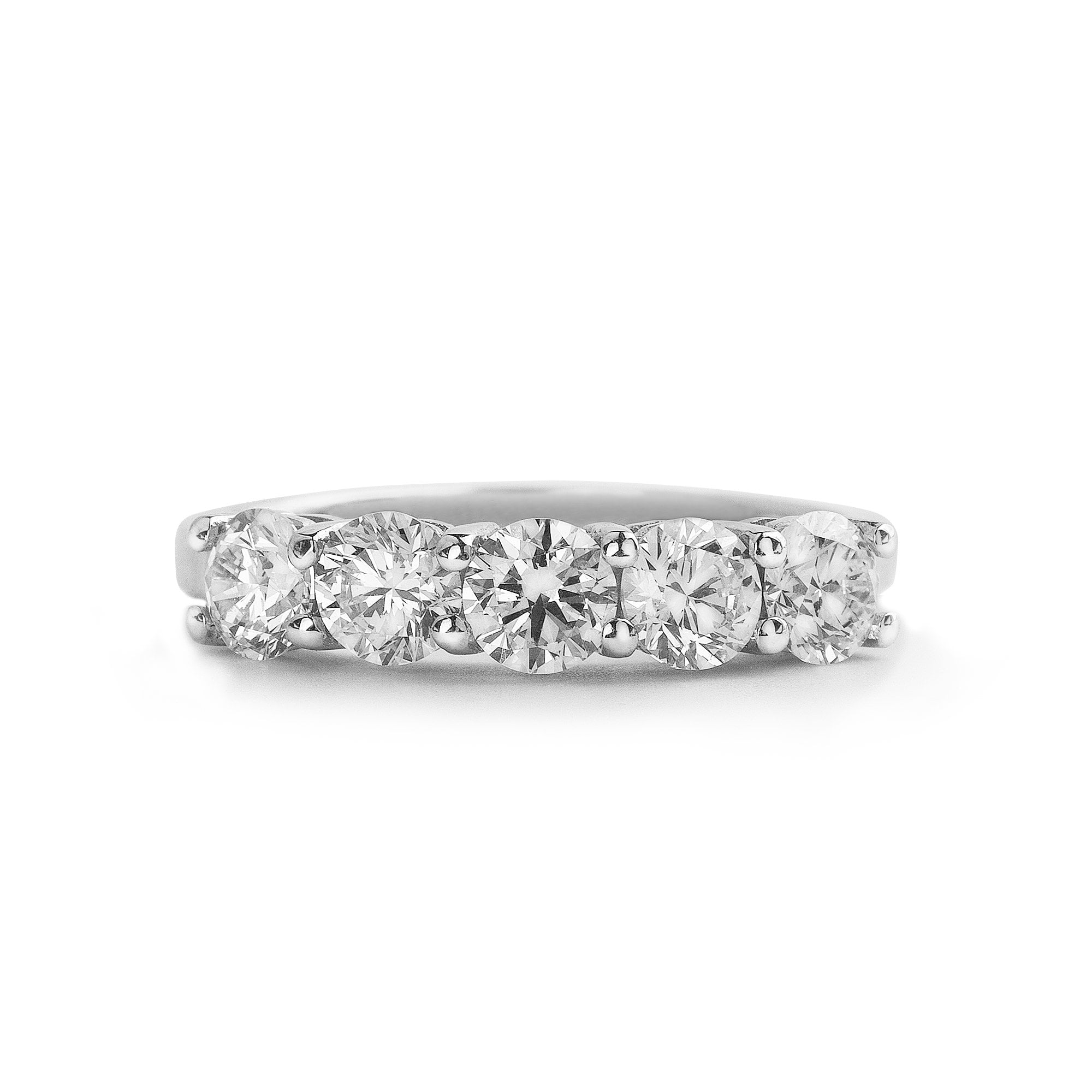 1.34ct F VS Round Natural Diamond Five Stone Ring Set In 18ct White Gold