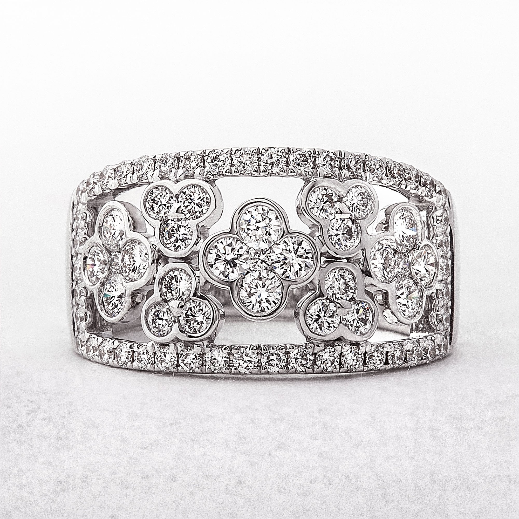 1.38ct Wide Diamond White Gold Dress Ring