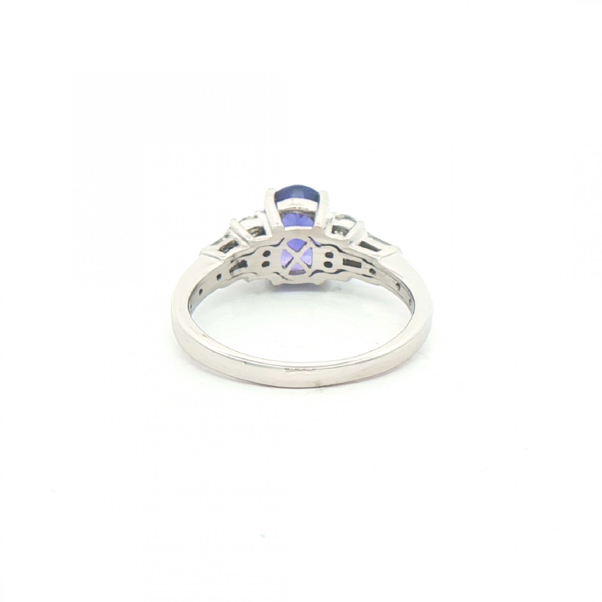 1.40ct Oval Tanzanite & 0.30ct Natural Diamond Ring in Platinum
