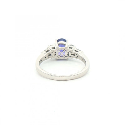 1.40ct Oval Tanzanite & 0.30ct Natural Diamond Ring in Platinum