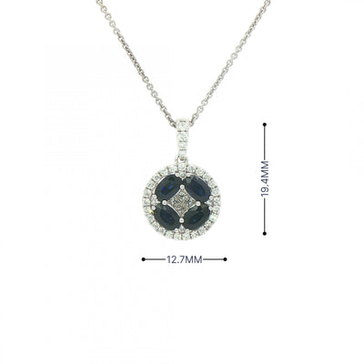 1.44ct Sapphire & 0.43ct Natural Diamond Round Fancy Pendant in 18ct White Gold