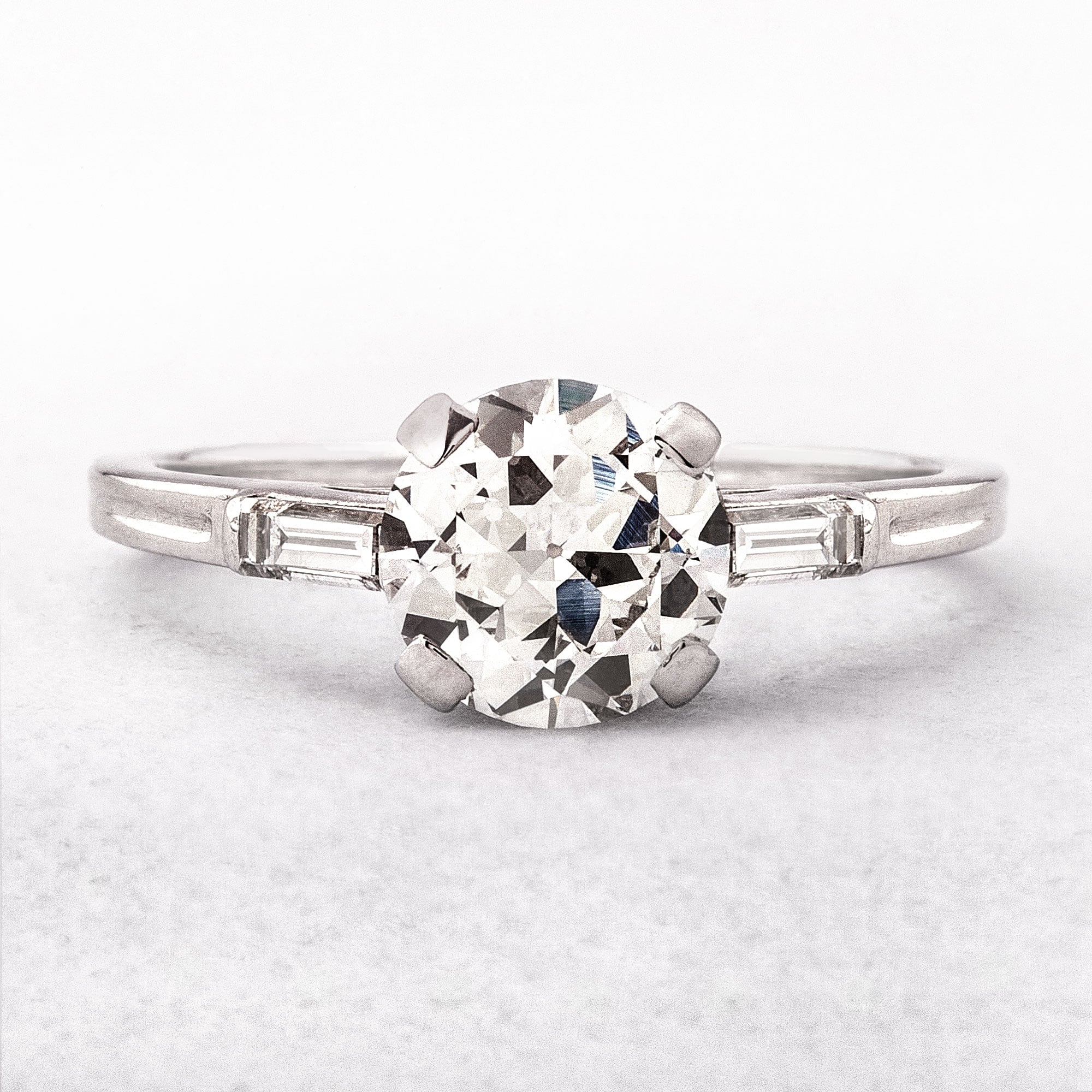 1.44ct Vintage Tiffany Solitaire Natural Diamond Engagement Ring Set in Platinum
