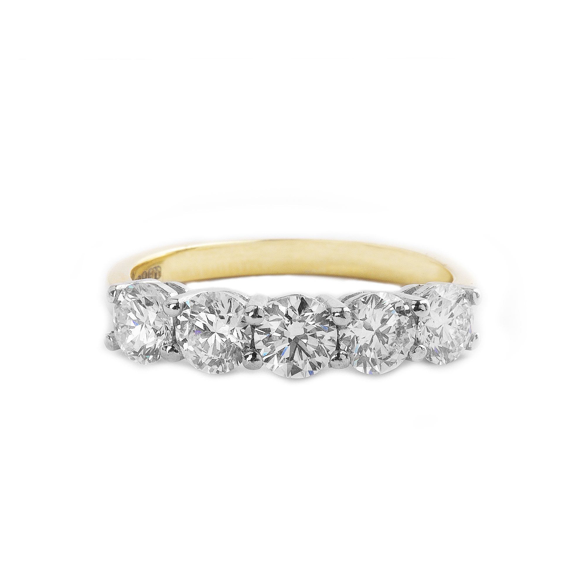 1.50ct F VS Round Natural Diamond 18ct Yellow Gold Five Stone Ring