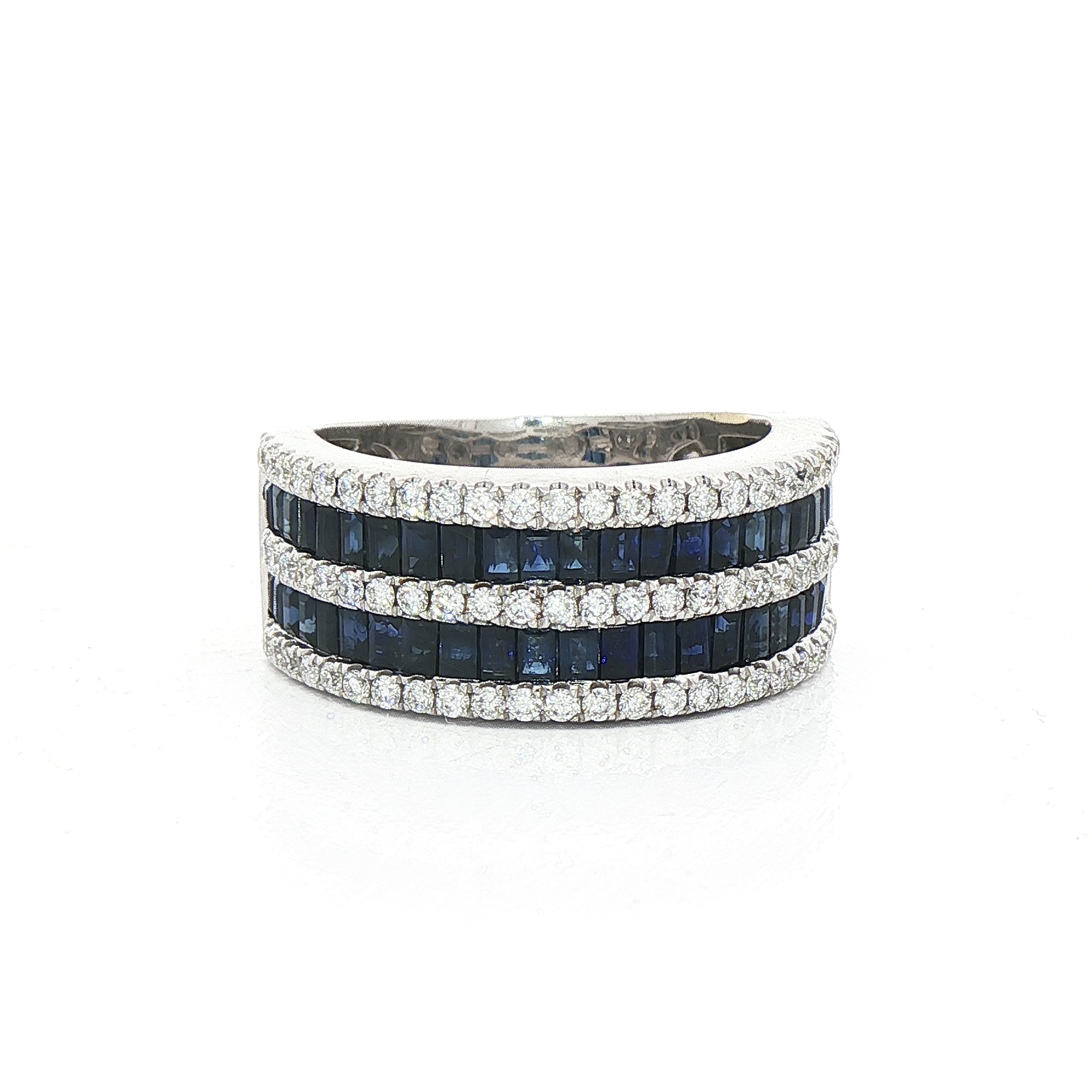 1.50ct Sapphire & Natural Diamond 0.50ct Five Row Dress Ring