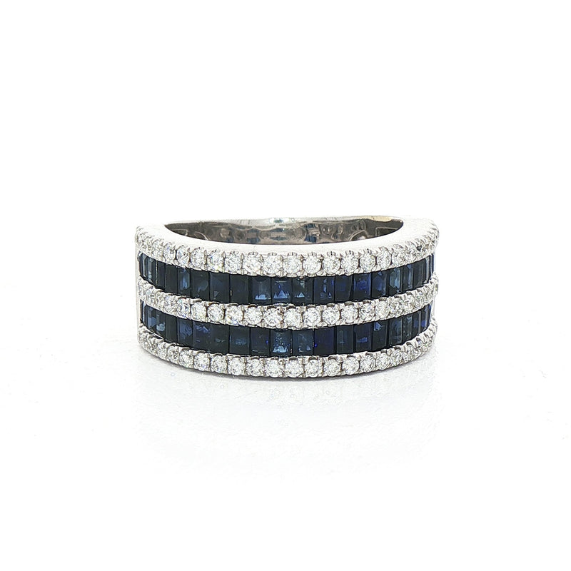 1.50ct Sapphire & Natural Diamond 0.50ct Five Row Dress Ring