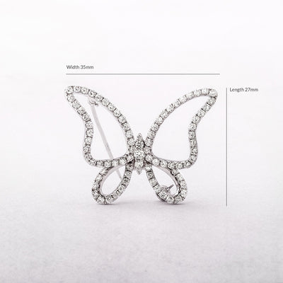 1.58ct Natural Diamond Butterfly Brooch Set In 18ct White Gold