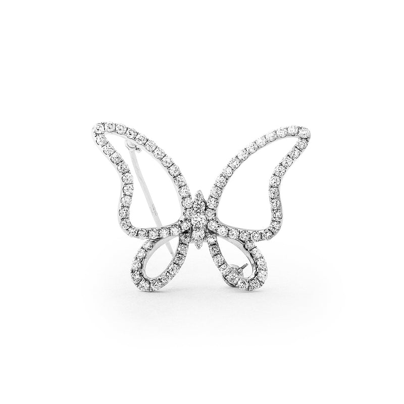 1.58ct Natural Diamond Butterfly Brooch Set In 18ct White Gold