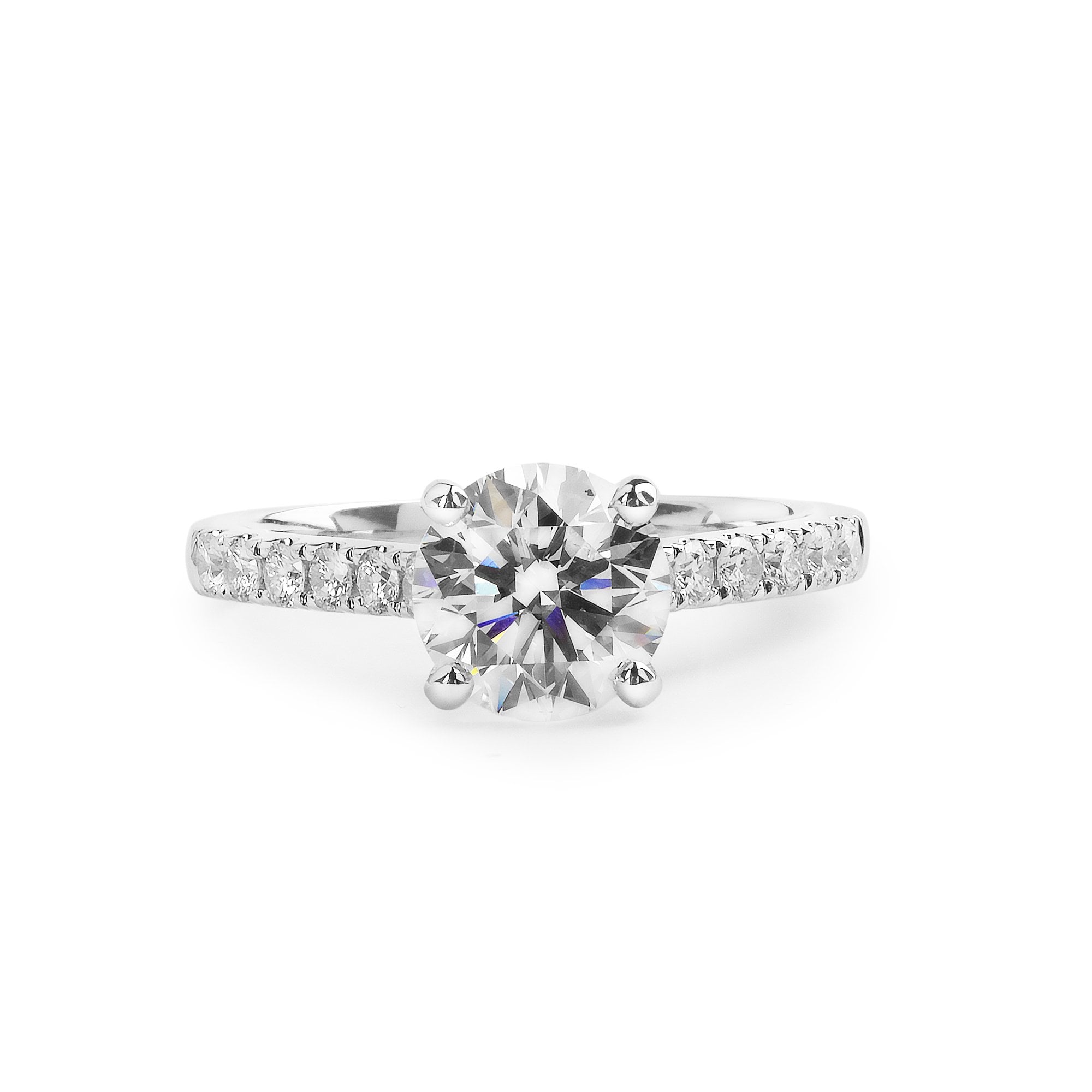 1.60ct Fvs2 Natural Diamond Solitaire With Natural Diamond Shoulders 0.30ct In 18ct White Gold
