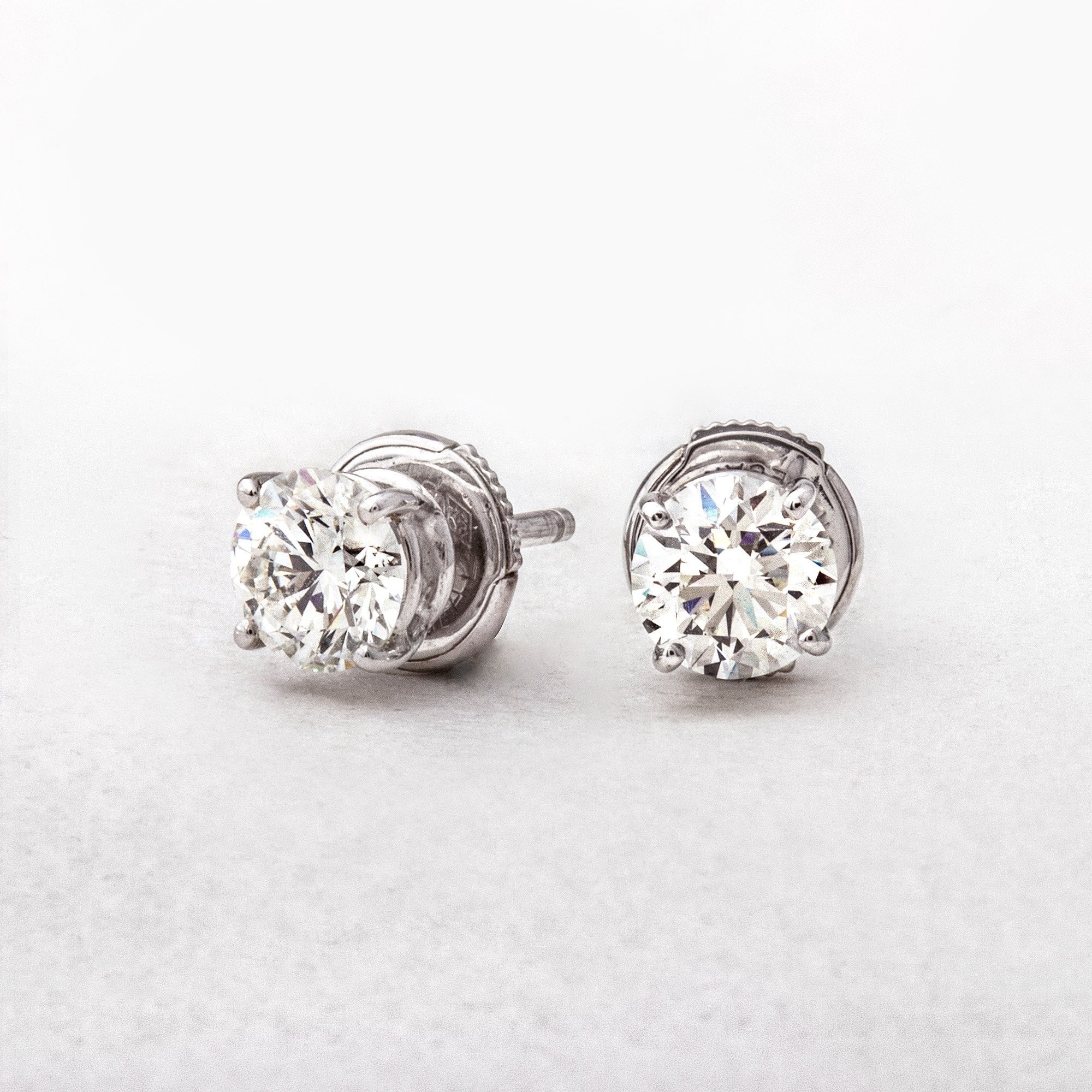 1.60ct Natural Diamond Solitaire Stud Earrings in 18ct White Gold