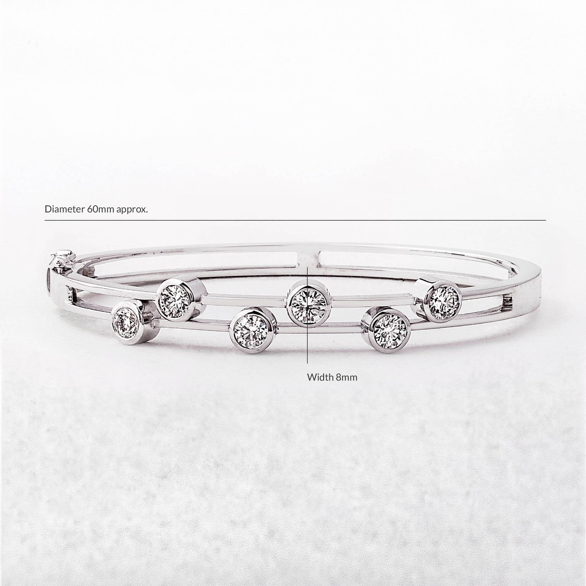 1.80ct F VS Brilliant Two Row Natural Diamond Random Set Bangle in 18ct White Gold