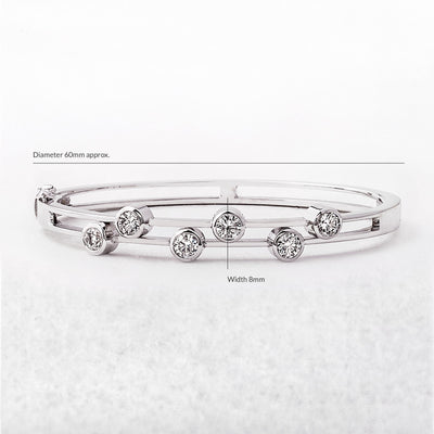 1.80ct F VS Brilliant Two Row Natural Diamond Random Set Bangle in 18ct White Gold