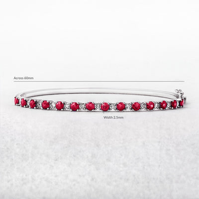 1.82ct Ruby & 0.68ct Natural Diamond Bangle Set In 18ct White Gold