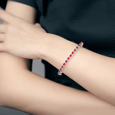 1.82ct Ruby & 0.68ct Natural Diamond Bangle Set In 18ct White Gold