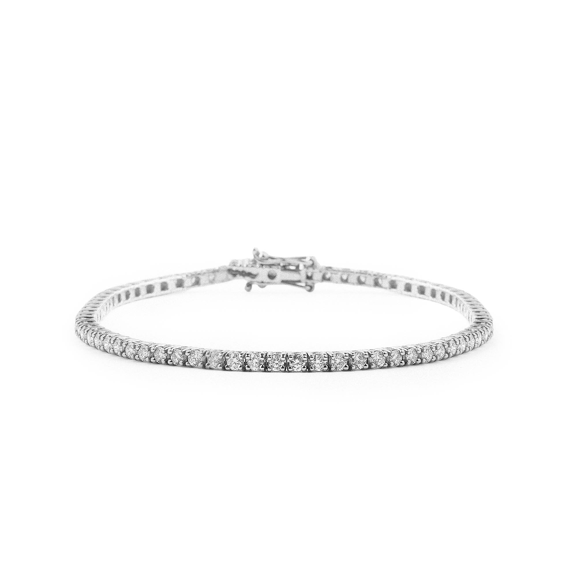1.95ct F VS Natural Diamond Line Bracelet In 18ct White Gold