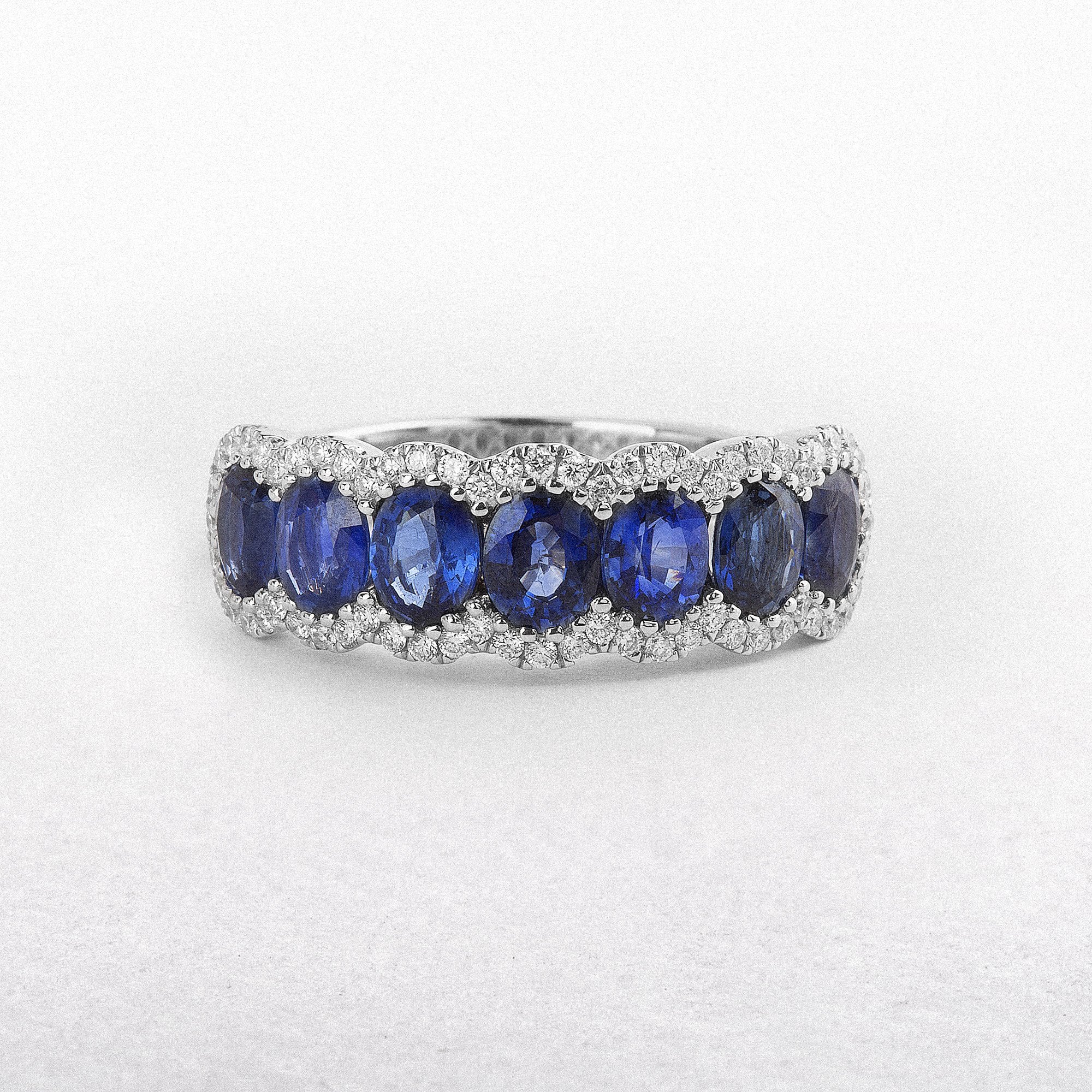 1.97ct Sapphire & 0.22ct Natural Diamond Multi Stone Ring in 18ct White Gold