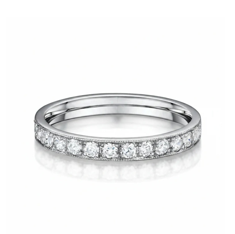 0.45ct Mill Grain Set Natural Diamond Wedding Band In Platinum