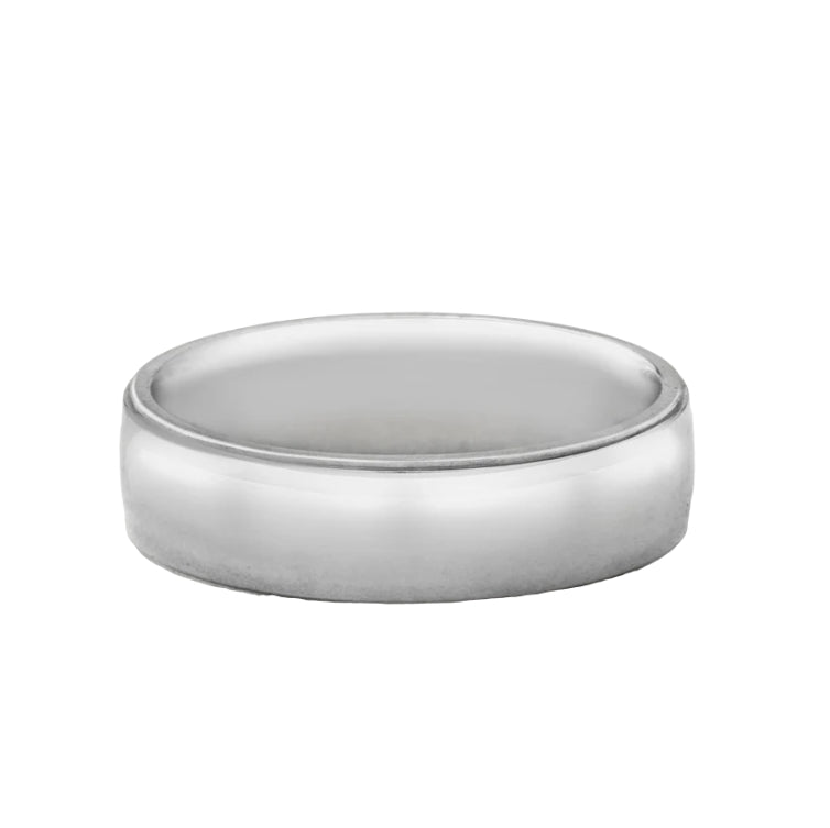 6mm Gents Edged Wedding Band In 9ct White Gold