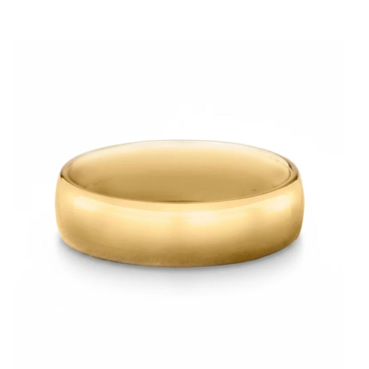 6mm Gents Classic Plain Wedding Band In 9ct Yellow Gold
