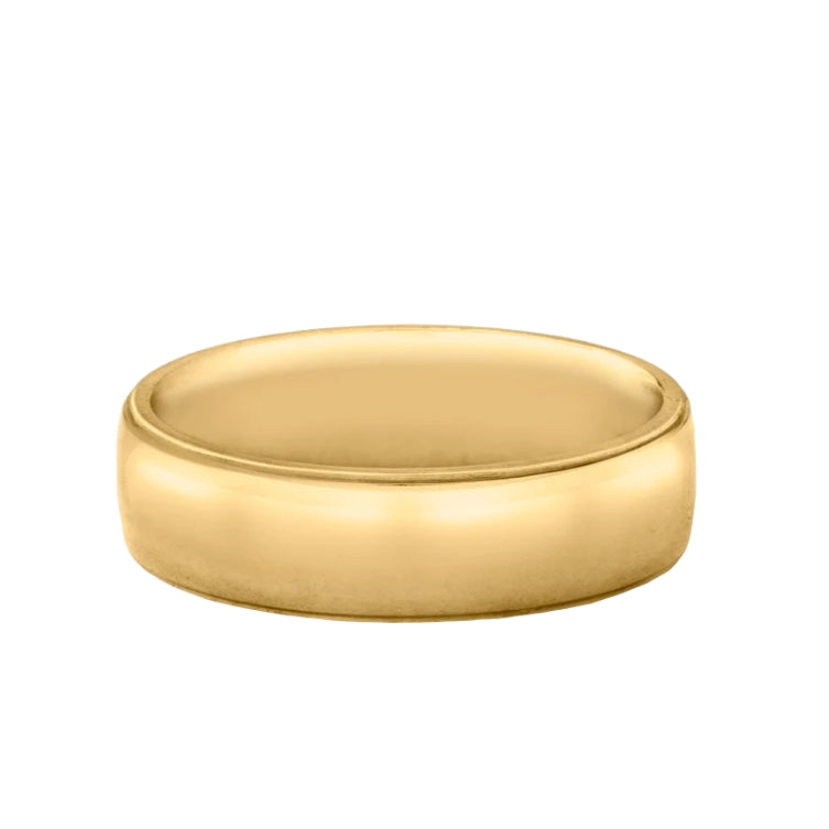 6mm Wide Edged Gents Wedding Band In 9ct Yellow Gold