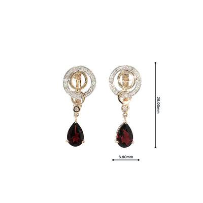 Garnet and Natural Diamond Fancy Drop Earrings in 9ct Yellow Gold