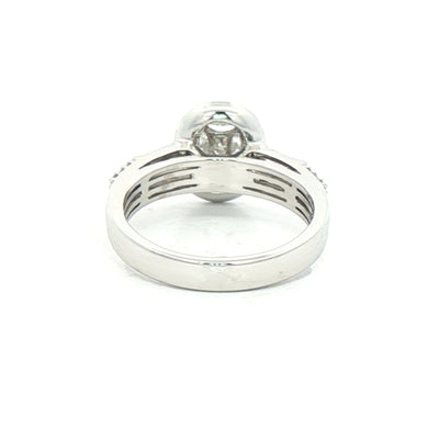 0.77ct F vs Natural Diamond Oval Shape Cluster With Baguette & Round Shoulders In 18ct White Gold