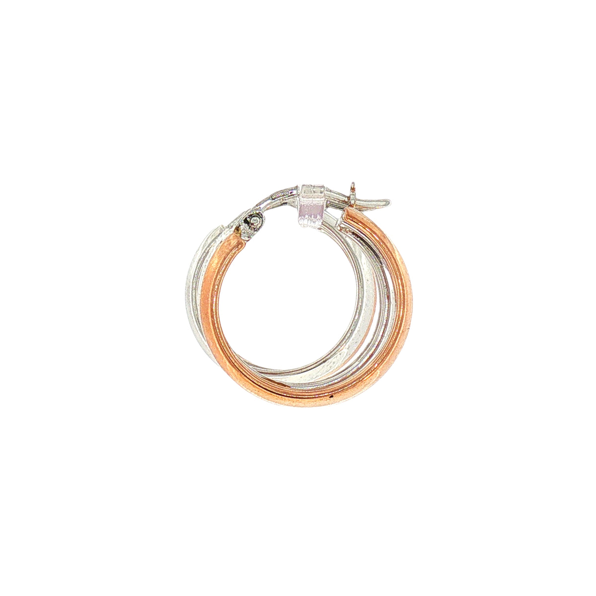 Two Tone Double Hoop Earrings in 9ct Rose and White Gold