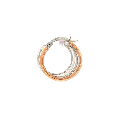 Two Tone Double Hoop Earrings in 9ct Rose and White Gold