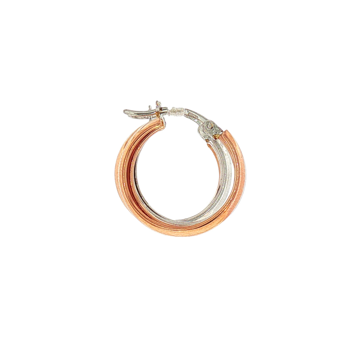 Two Tone Double Hoop Earrings in 9ct Rose and White Gold