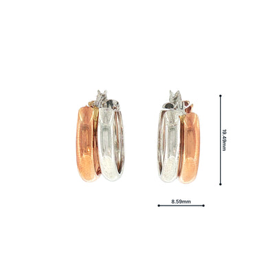 Two Tone Double Hoop Earrings in 9ct Rose and White Gold