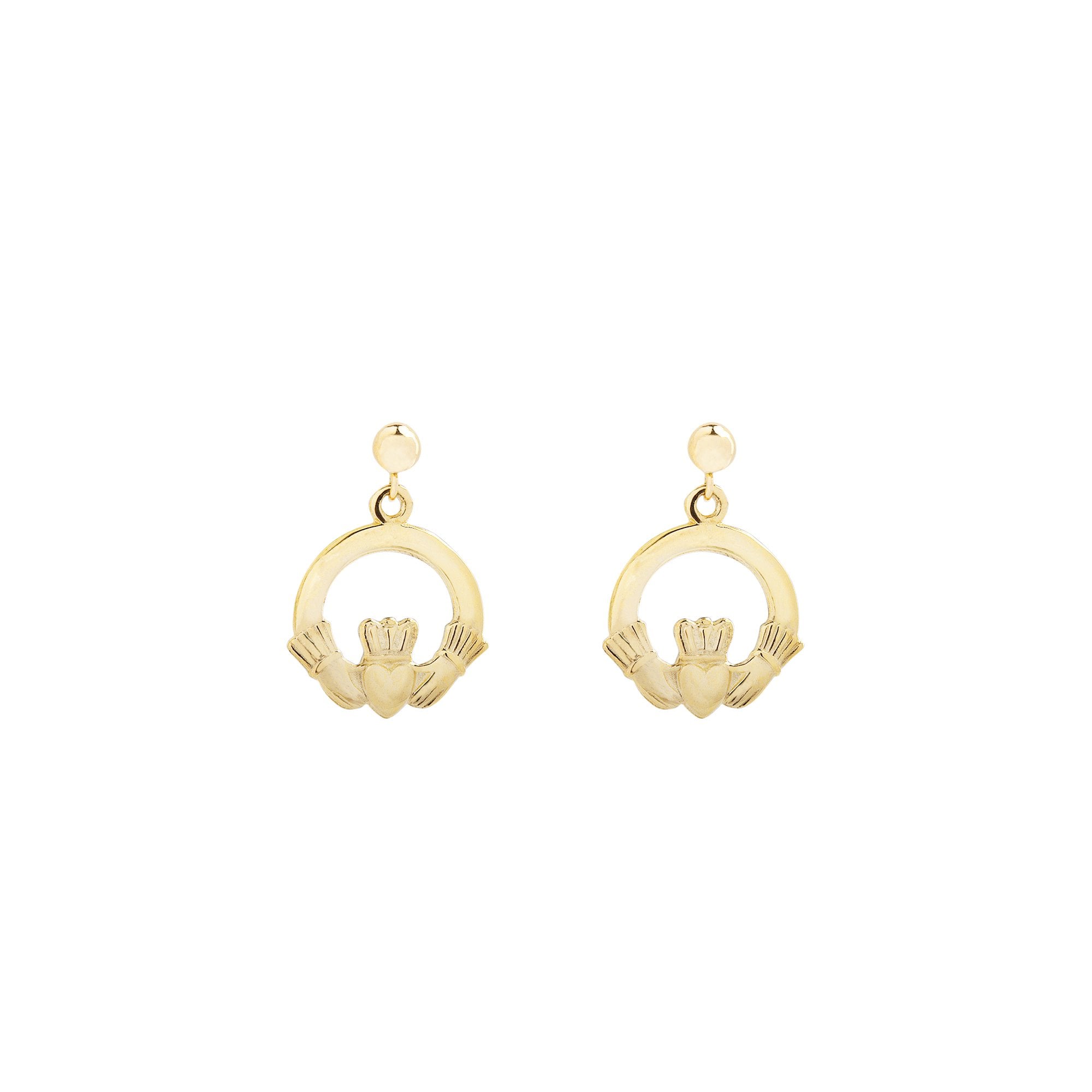 10ct Yellow Gold Claddagh Drop Earrings