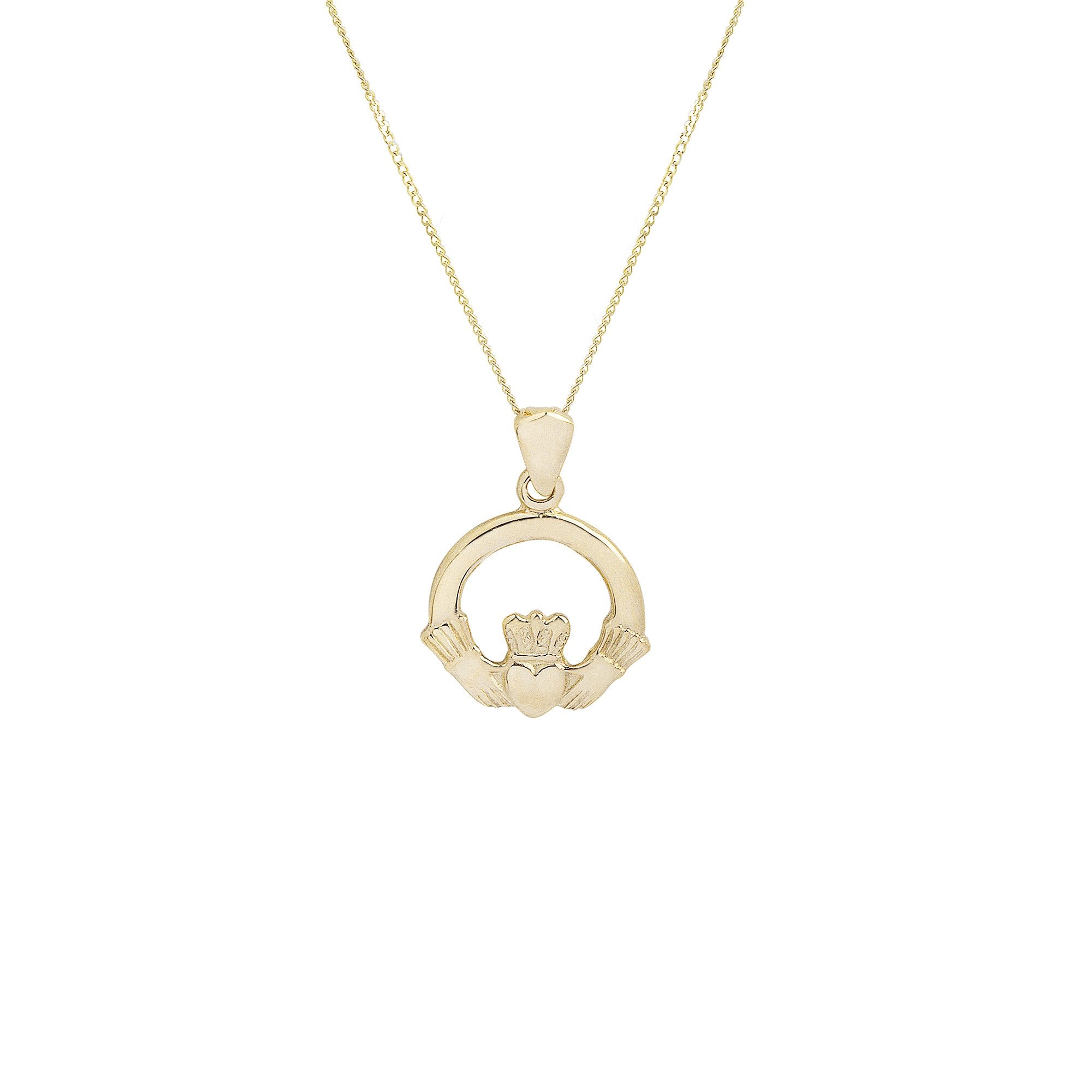 10ct Yellow Gold Gold Claddagh Pendant & Chain