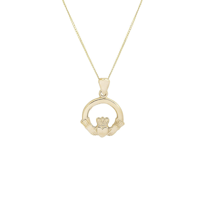 10ct Yellow Gold Gold Claddagh Pendant & Chain