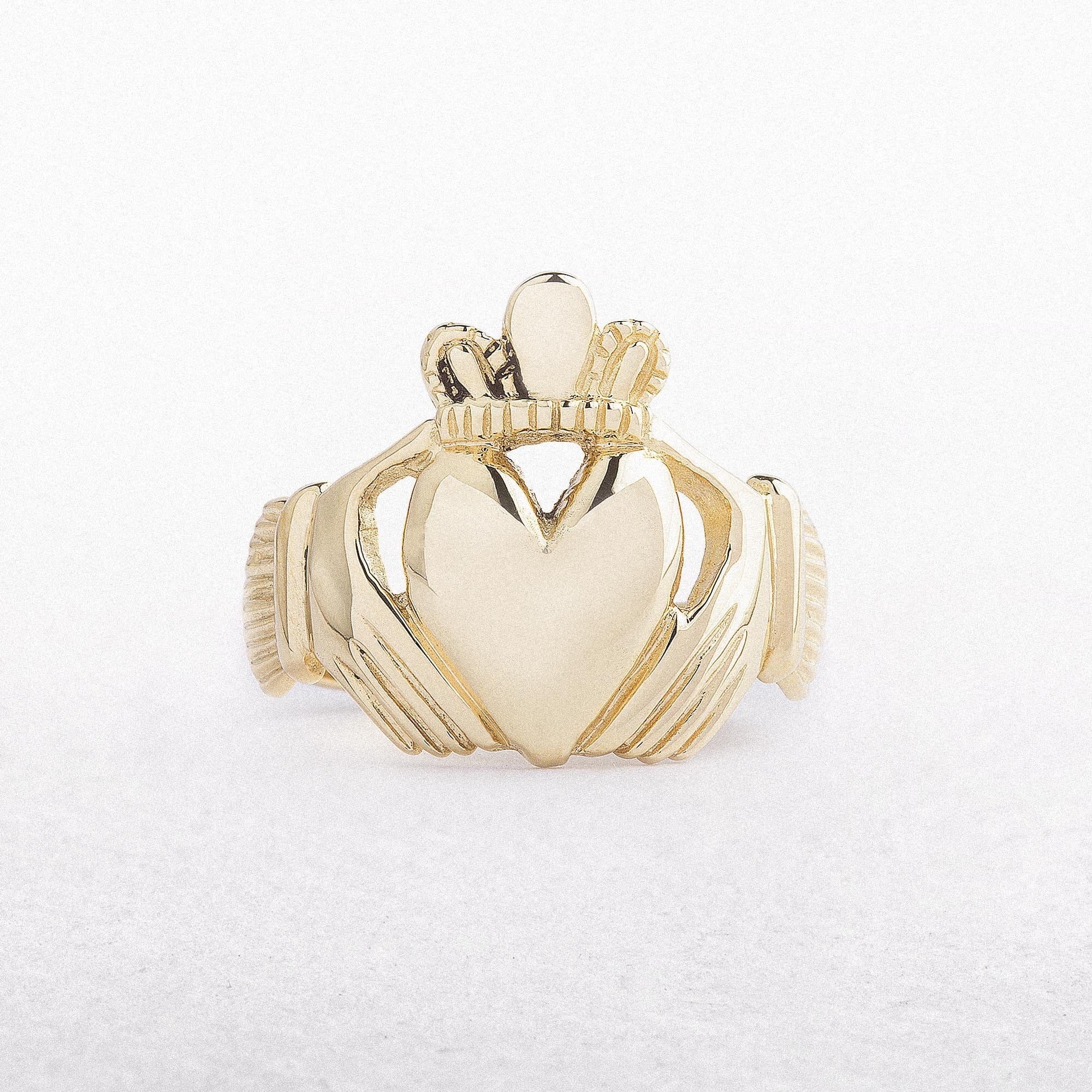 10ct Yellow Gold Large Gents Claddagh Ring