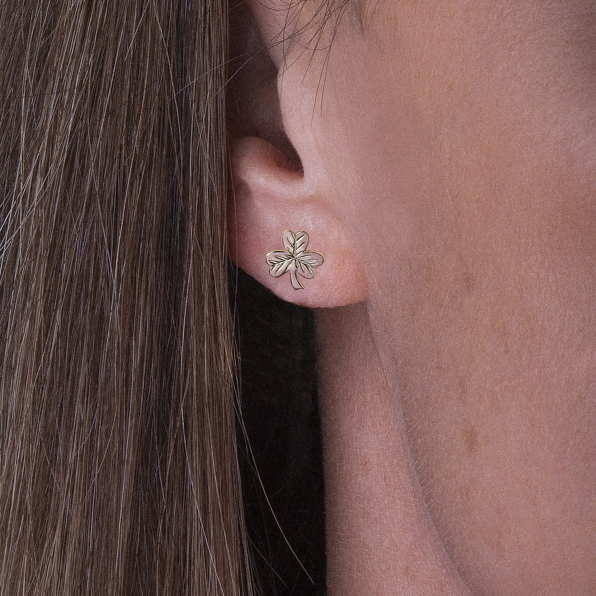 10ct Yellow Gold Shamrock Stud Earrings