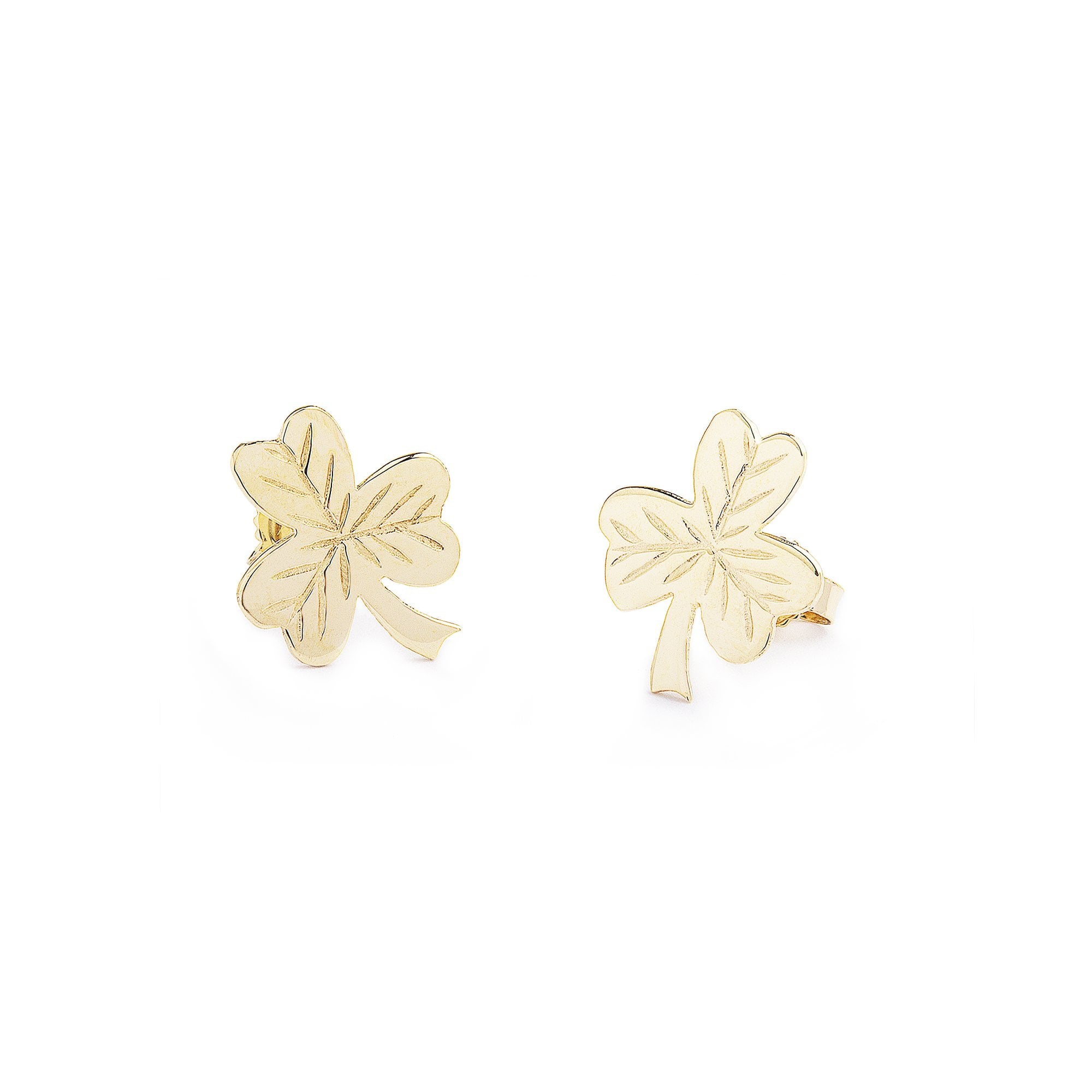 10ct Yellow Gold Shamrock Stud Earrings