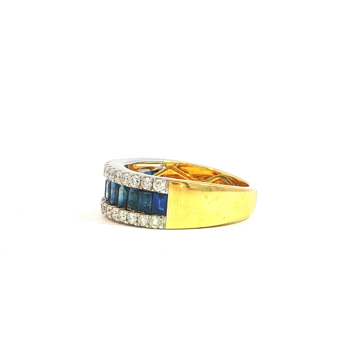 1.51ct Sapphire & 0.51ct Natural Diamond Multi Stone Band in 18ct Yellow Gold