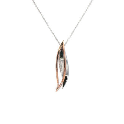 0.09ct Natural Diamond Leaf Pendant in 9ct White & Rose Gold