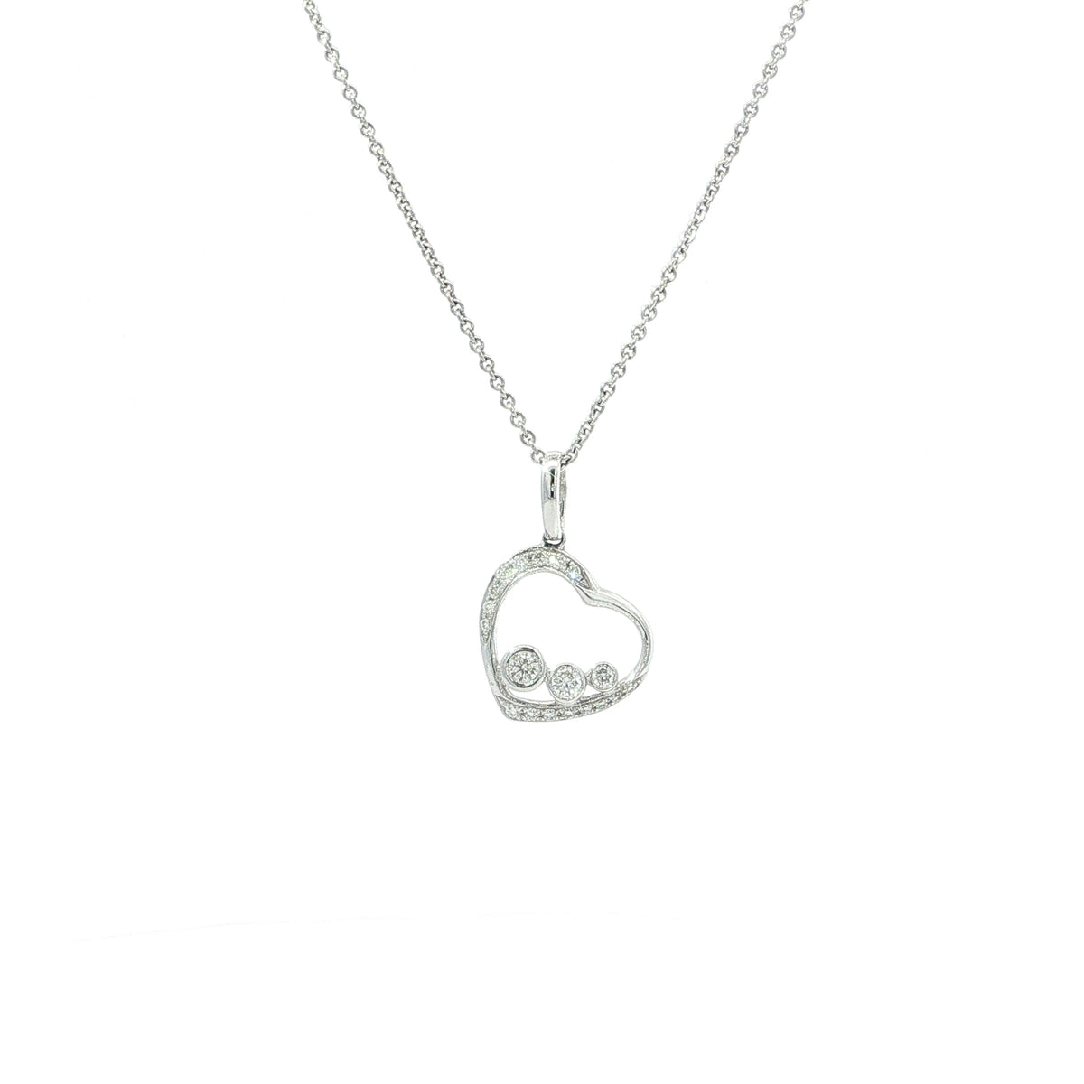 Natural Diamond Heart Pendant in 18ct White Gold