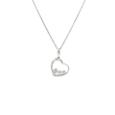 Natural Diamond Heart Pendant in 18ct White Gold