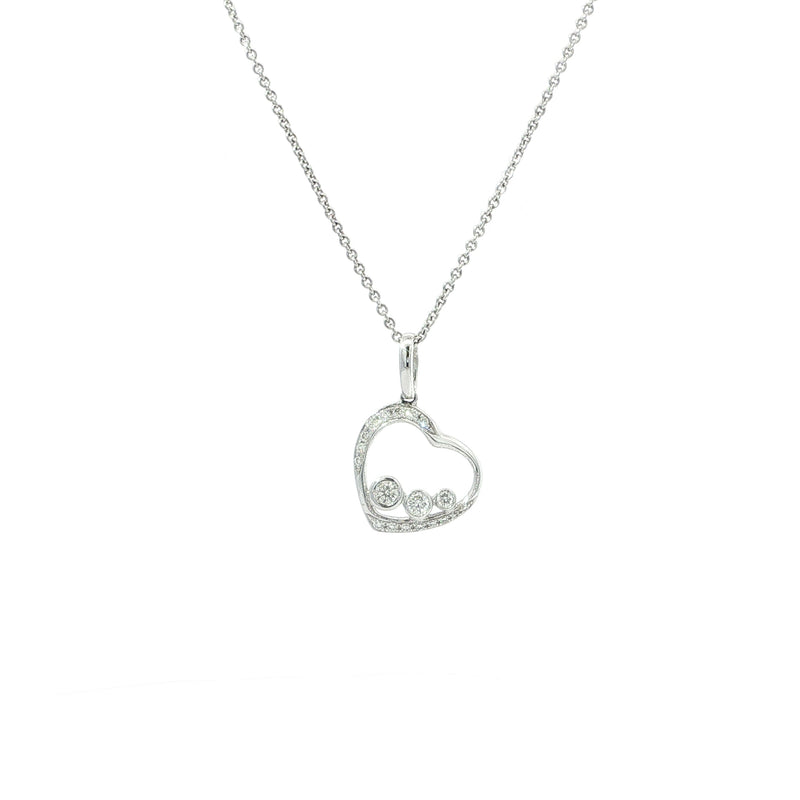 Natural Diamond Heart Pendant in 18ct White Gold