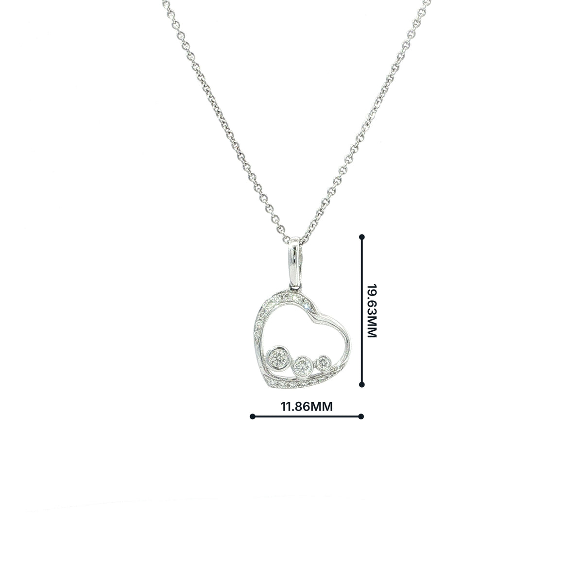 Natural Diamond Heart Pendant in 18ct White Gold