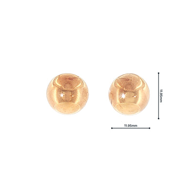 Large Round Button Earrings in 9ct Rose Gold